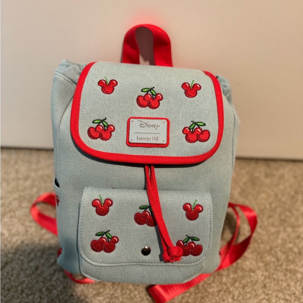 Loungefly Disney Mickey Mouse Cherries Denim Mini Backpack - BoxLunch Exclusive